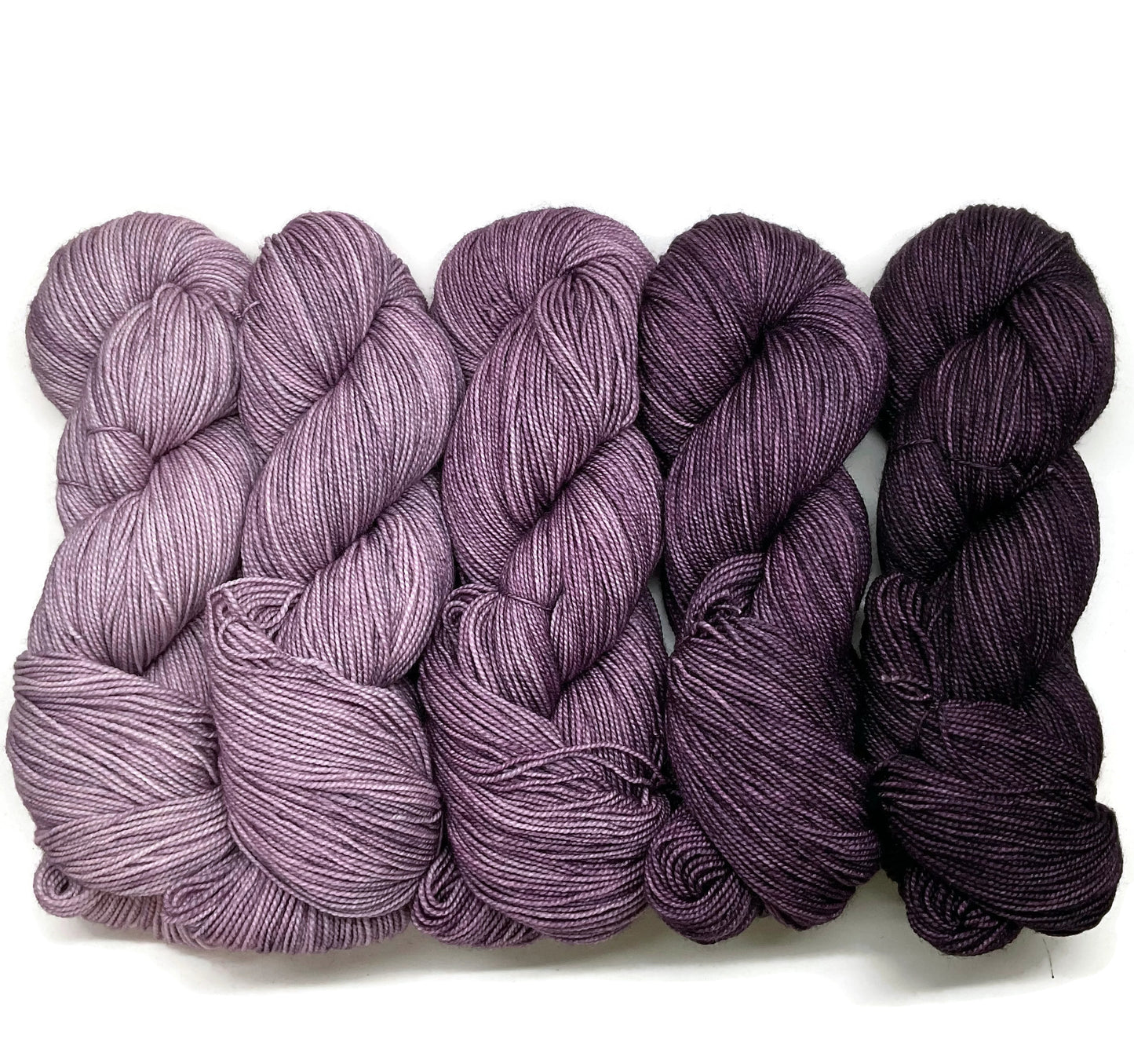 Ewenique Dusky Purple Gradient Set 5 full skeins of Scrumptious HT