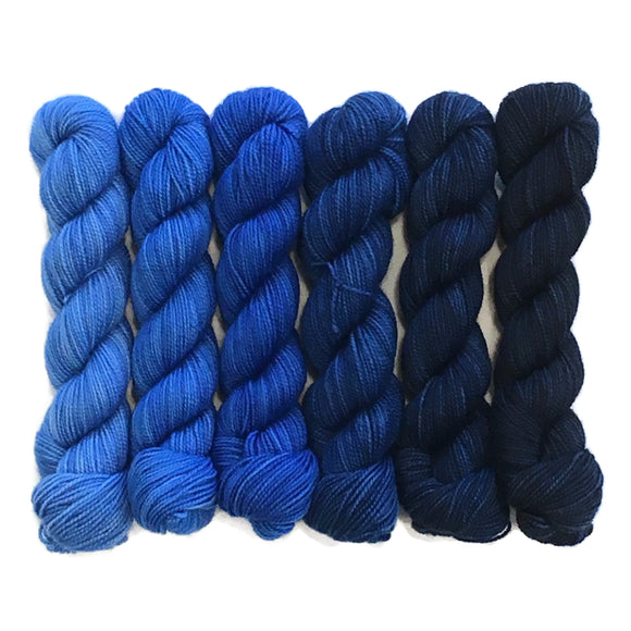 Tangled Up in Blues Six Pack Half Skein Set